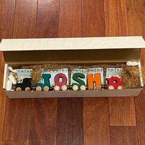 New with tags NameTrains "JOSH" wooden trains
